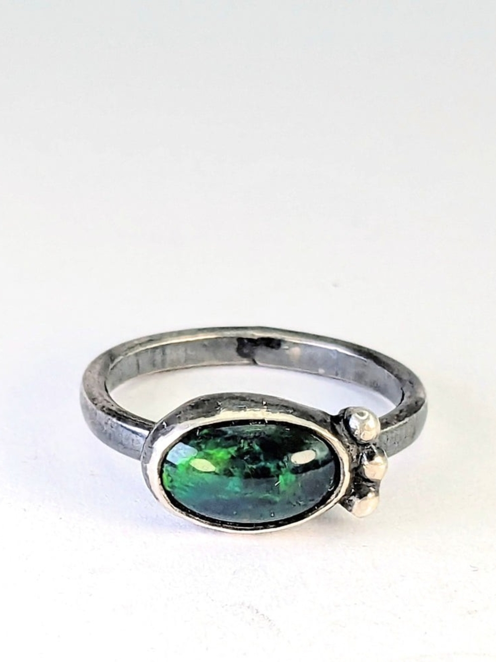 Size 5.5 Sterling Silver Ethiopian Black Welo Opal Ring